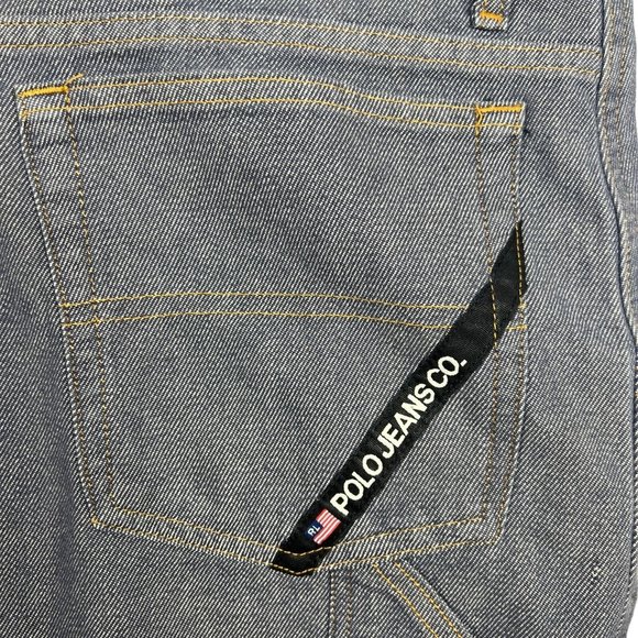 Ralph Lauren Shorts Men 40 in Silver/Blue VINTAGE Denim Polo Jean Worker - Picture 3 of 16